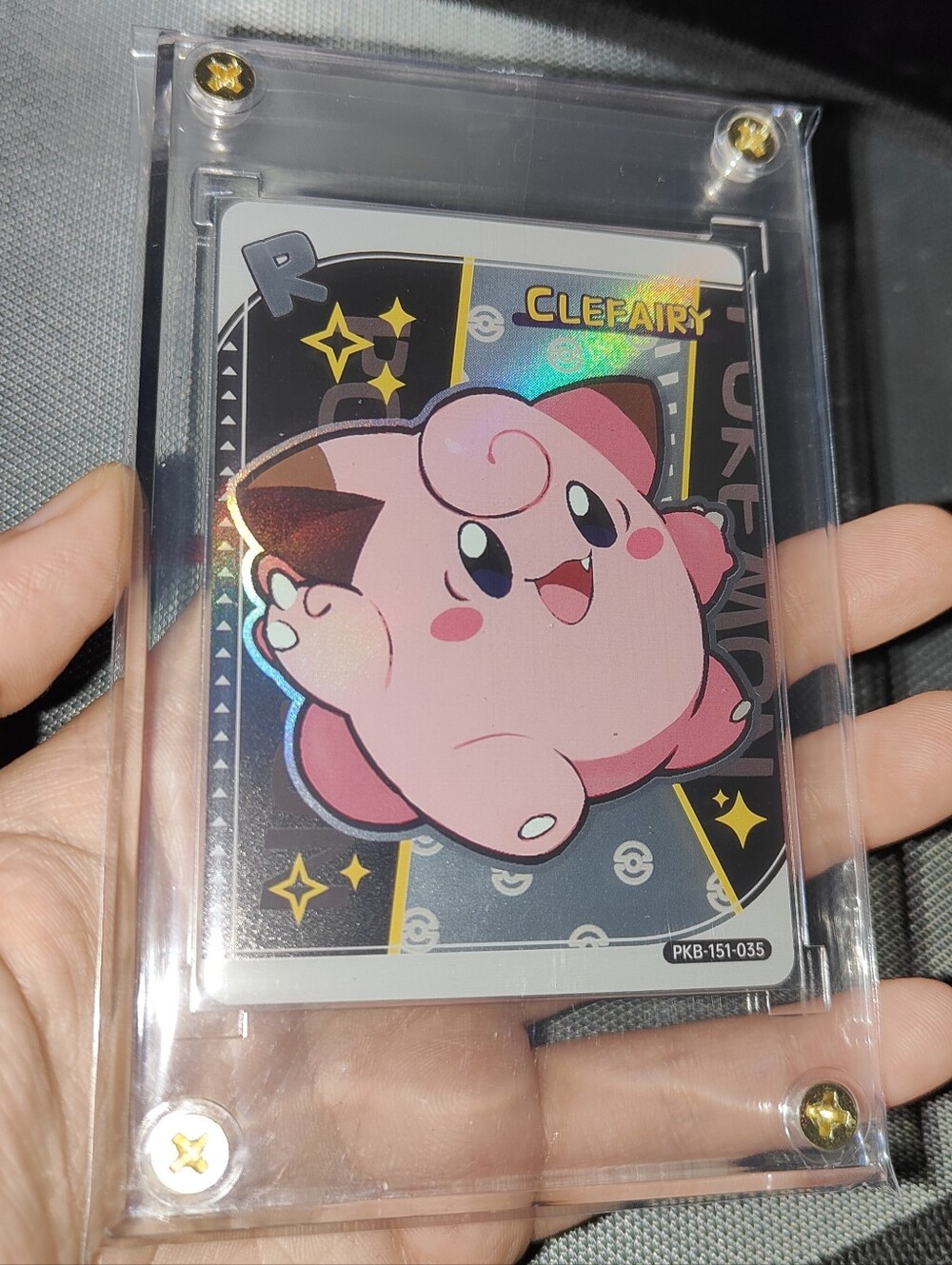 Clefairy Rare textured holo encased Pokémon Unofficial Card Chinese Poke Chibi